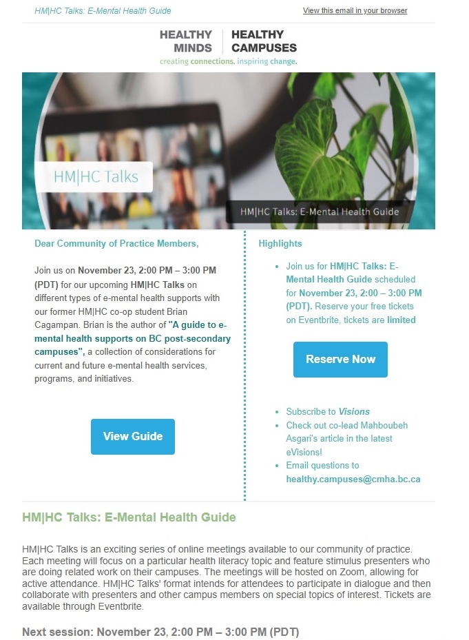 HM|HC Talks: E-Mental Health Guide
