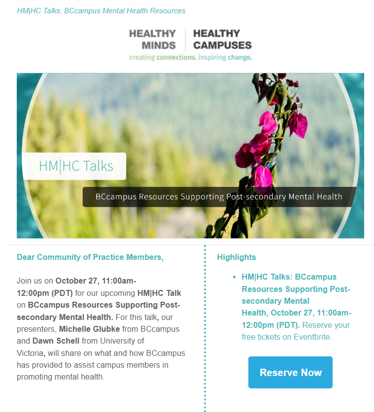  HM|HC Talks: BCcampus Mental Health Resources